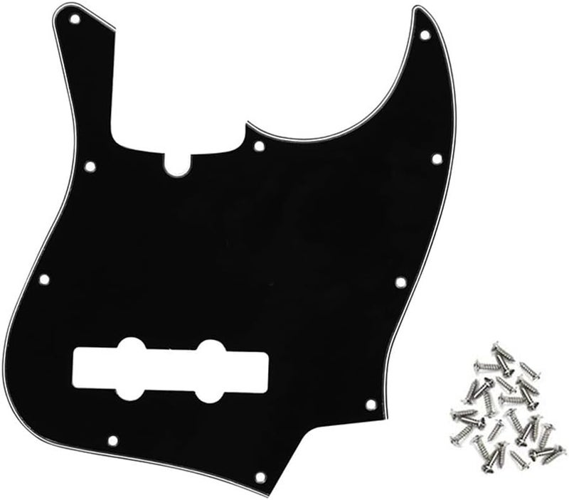ROZILO Black 3 Ply Jazz Bass Pickguard 10 Hole Guitar Pickguard for 4 String Fender Jazz Bass Modern Style - Image 1